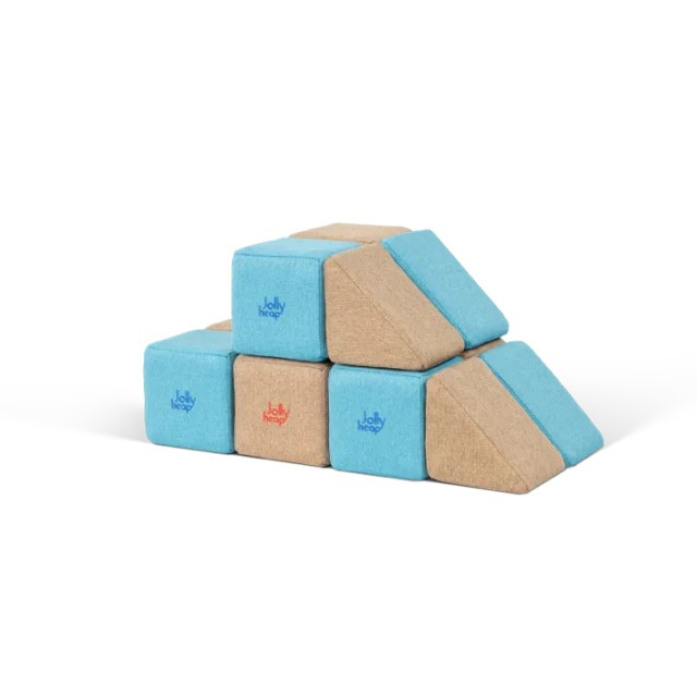 Cuburi Magnetice pentru construit, JollyHeap Pixi, 12 cuburi, Verde-Albastru [12]