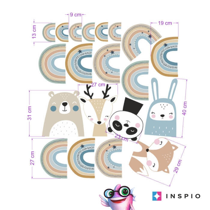 Curcubee in culori pastelate, autocolante pentru perete NEUTRE [2]