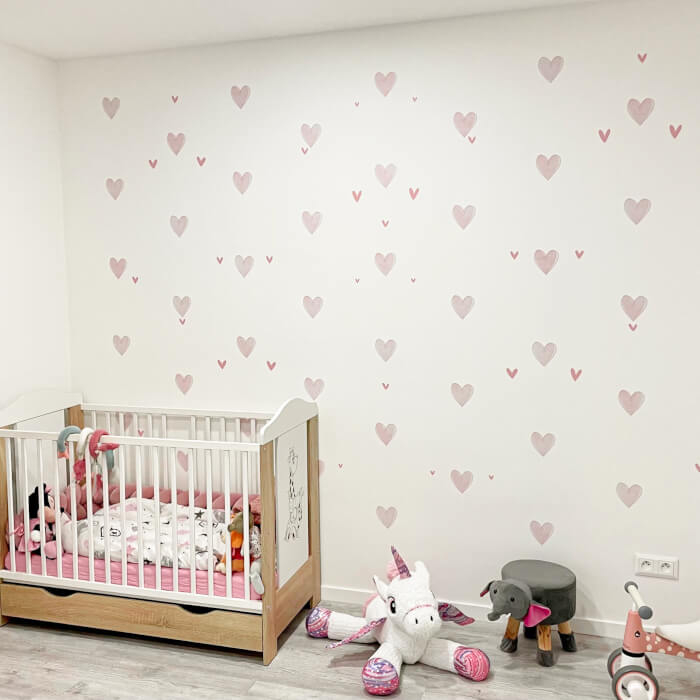 Inimioare roz - autocolante textile pentru perete [4]