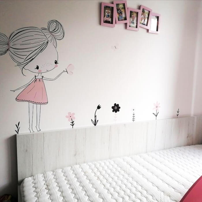 INSPIO zana in culori pudrate cu fluturi si flori, roz [3]