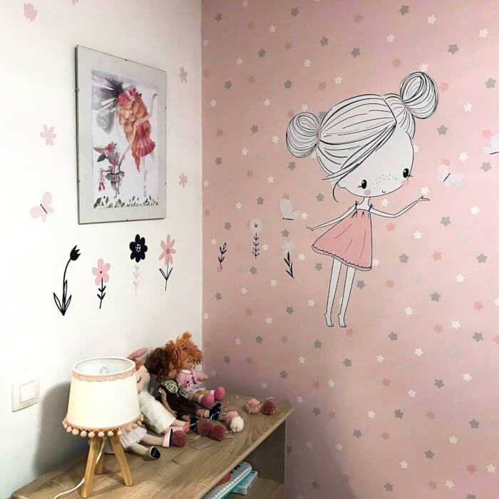 INSPIO zana in culori pudrate cu fluturi si flori, roz [5]