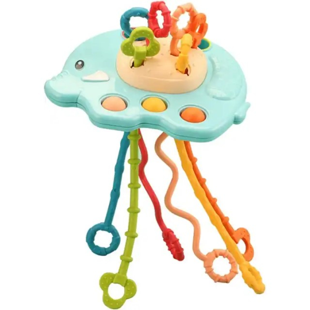 Jucarie Montessori, senzoriala pentru bebelusi, dentitie, Empria, Elefant Verde [4]