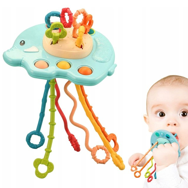 Jucarie Montessori, senzoriala pentru bebelusi, dentitie, Empria, Elefant Verde [6]