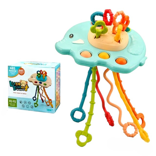 Jucarie Montessori, senzoriala pentru bebelusi, dentitie, Empria, Elefant Verde