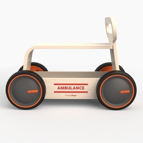 Masinuta ride-on, premergator si carucior de jucarii MamaToyz DriveMe Wood, Ambulanta - Jucarie din lemn 3 in 1 [4]