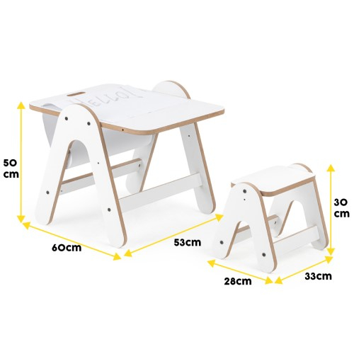 Masuta si tabla 2 in 1 cu scaunel MamaToyz Massam MDF [5]