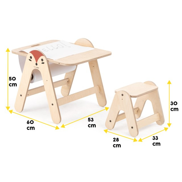 Masuta si tabla 2 in 1 cu scaunel MamaToyz Massam, Vulpita [8]