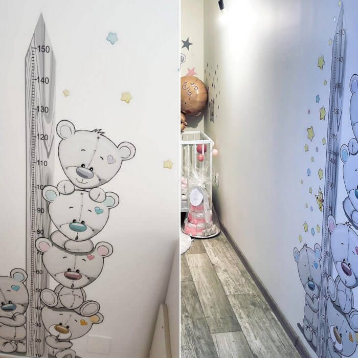 Metru de masurat copii  pentru perete - Ursuleti, 150 cm [3]