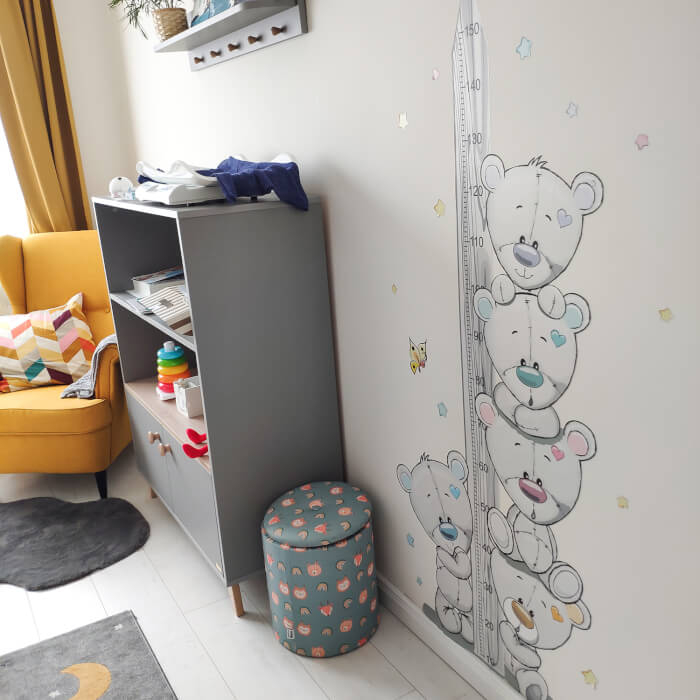 Metru de masurat copii  pentru perete - Ursuleti, 150 cm [6]