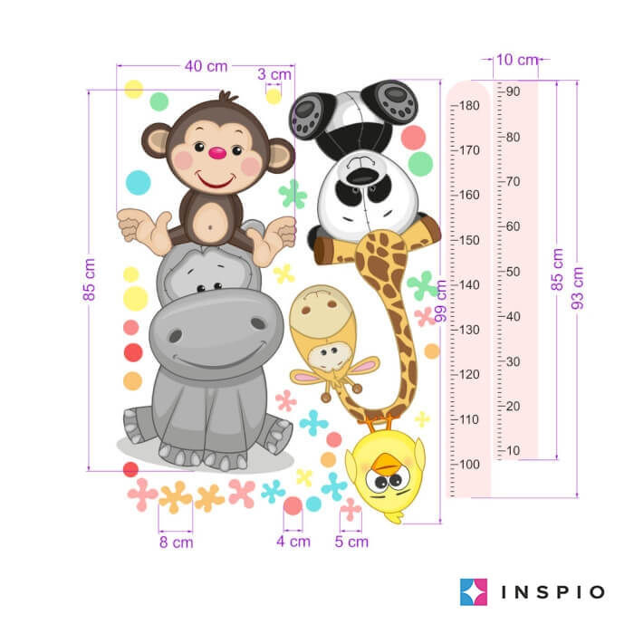 Metru pentru perete, roz, pentru copii, 45 x 187 cm [2]