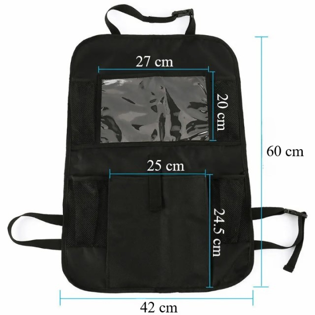 Organizator scaun auto copii, protectie scaun auto, 6 buzunare, 60x42 cm, Empria, Negru [5]