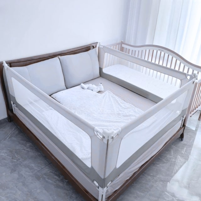 PACHET: 3 Bariere protectie pat copii, cu siguranta dubla, pentru pat de dimensiuni 180x200 cm