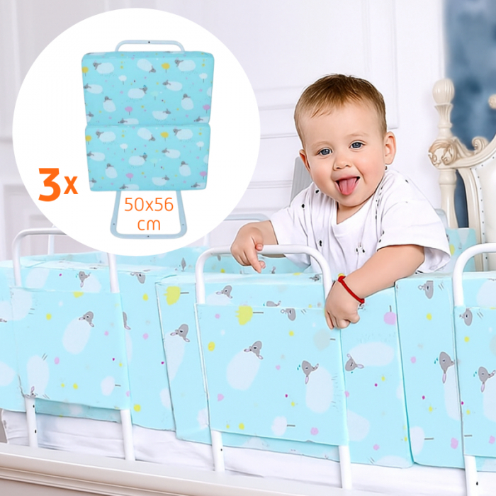 PACHET 3x Mini-Bumper 50x56 cm protectie pat, Turcoaz