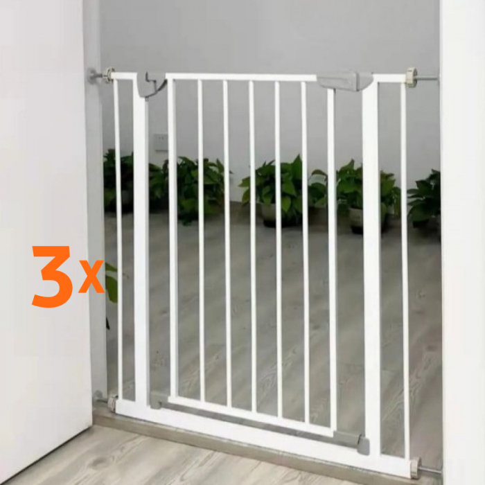PACHET 3x Poarta Siguranta Copii, 71-77 cm, Montaj Presiune, Alb