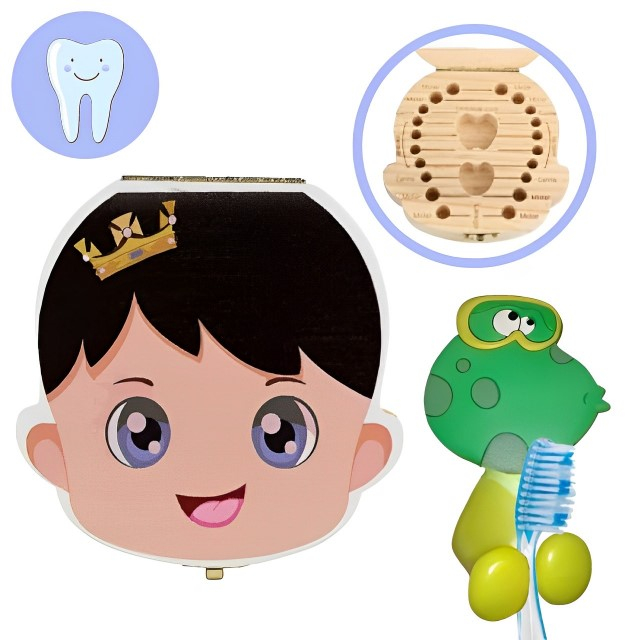 PACHET: Accesorii dintisori, Cutie amintiri, baietel + Suport periuta de dinti copii, Frog, Empria