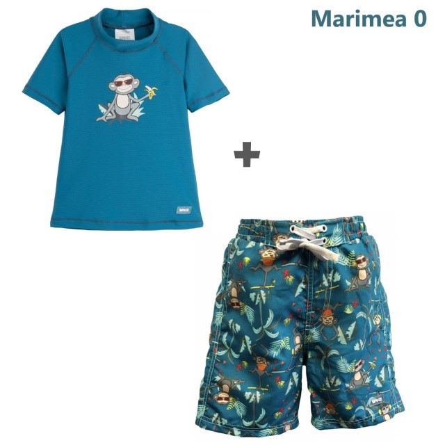 PACHET: BERMUDE + TRICOU, Petrol Jungle, Marimea 0