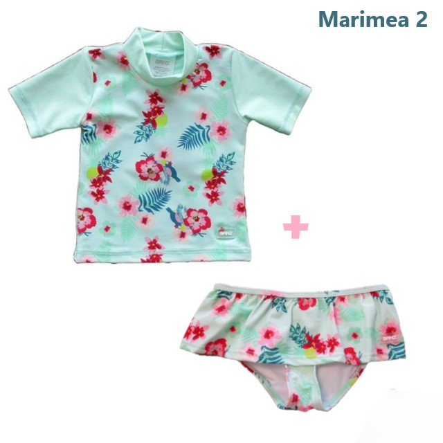 PACHET: SLIP + TRICOU, Floral Mint, Marimea 2