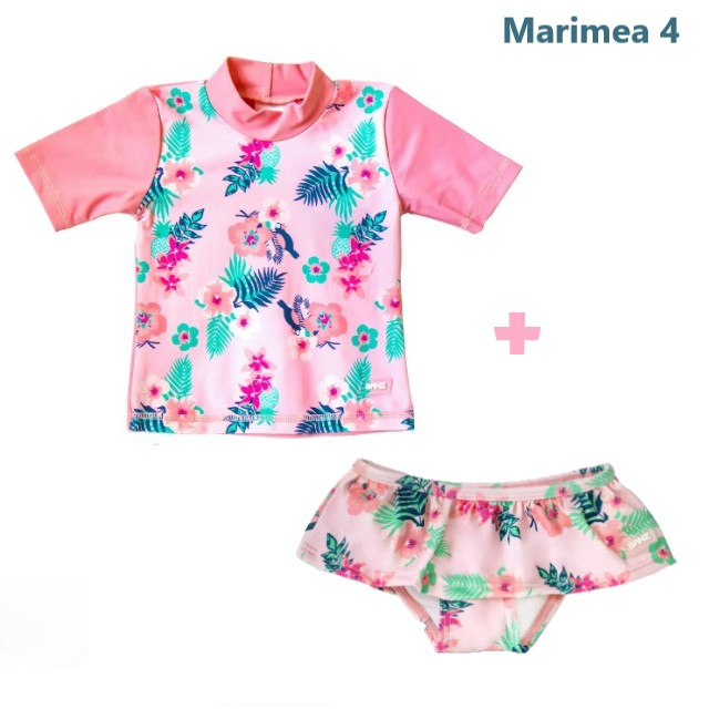 PACHET: SLIP + TRICOU, Floral Pink, Marimea 4