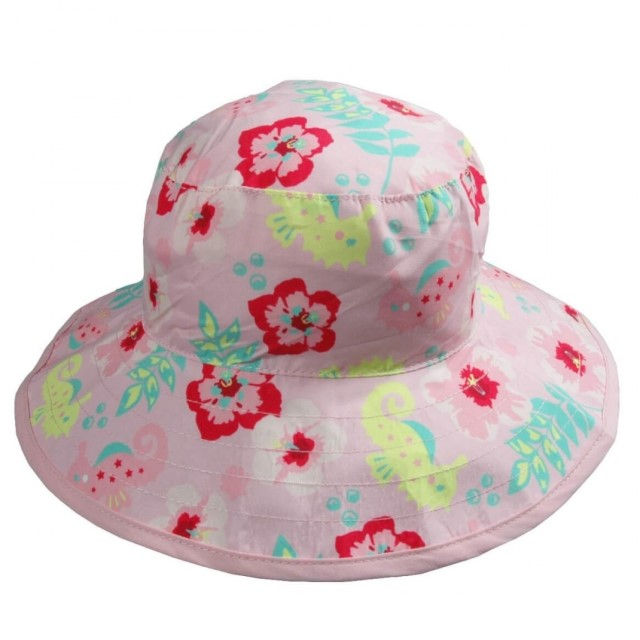 Palarie Bebelusi Reversibila, Protectie Solara UPF50+, Pink Floral, Diverse marimi [5]