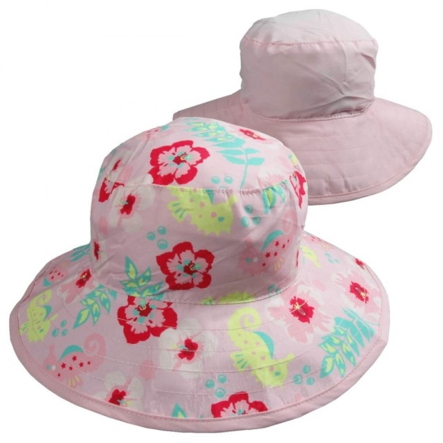 Palarie Bebelusi Reversibila, Protectie Solara UPF50+, Pink Floral, Diverse marimi [6]