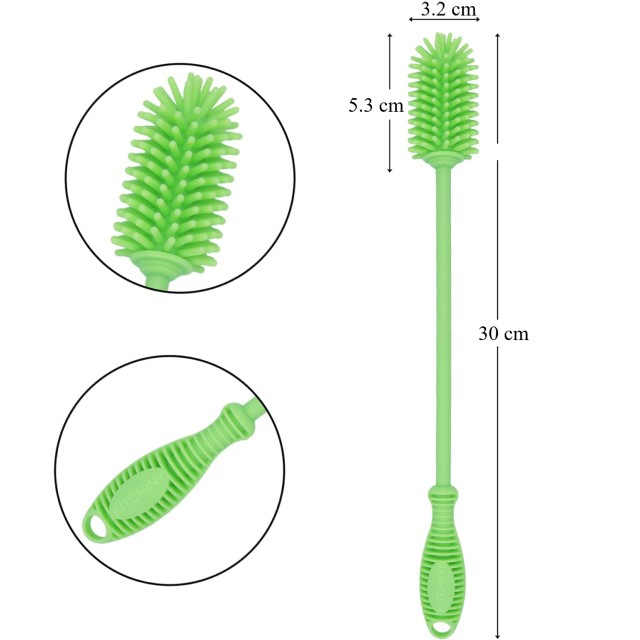 Perie din silicon pentru biberoane, sticle, pahare, fara BPA, sterilizabila, Empria, Verde [5]