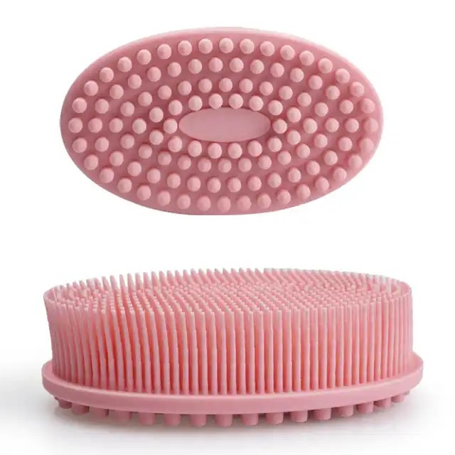 Perie pentru corp 2 in 1, burete din silicon pentru curatare, exfoliere si masaj corporal, Empria, Roz, Diverse modele [2]