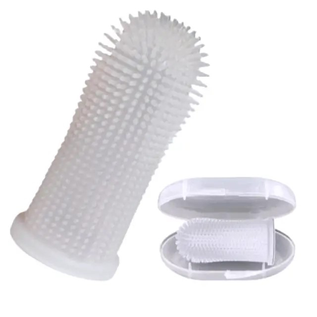 Periuta de dinti, tip degetar 360°, pentru animale de companie, caine, pisica, Empria, silicon moale, Transparent [7]