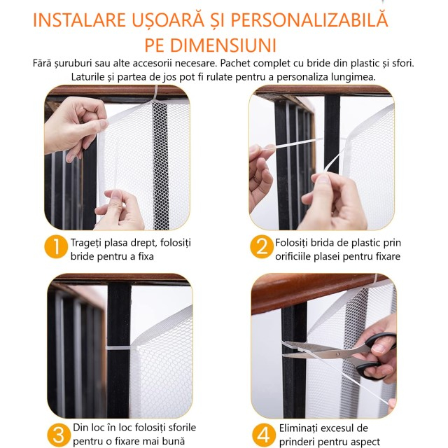 Plasa de siguranta pentru balustrade scari, balcoane si terase, 300 x 78 cm, alb [7]