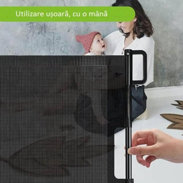 PRODUS RESIGILAT - Poarta de siguranta retractabila extra lunga, Negru, 180 cm [3]