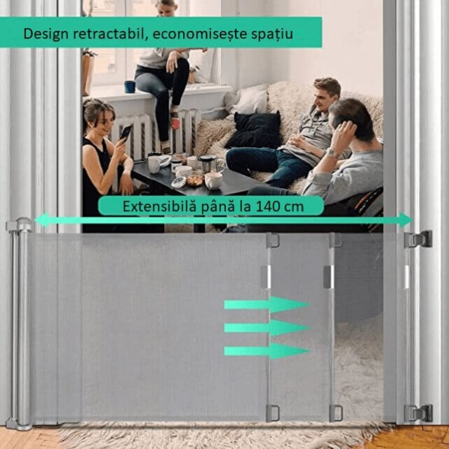 Poarta siguranta caini, pisici, copii, protectie scari si usi, dimensiune ajustabila, Empria, Diverse dimensiuni si culori [5]