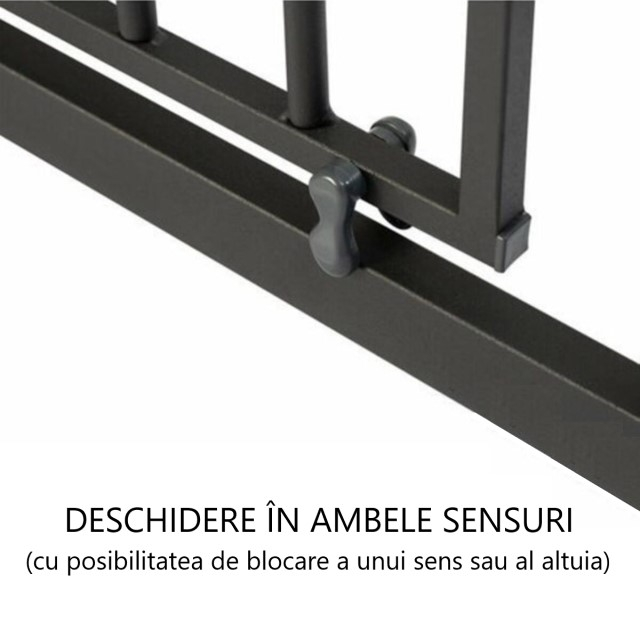 Poarta siguranta caini, pisici, copii, protectie scari si usi, dimensiune ajustabila, Empria, 76-80 cm, siguranta dubla, Negru [13]