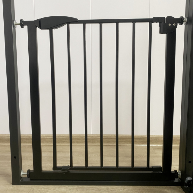 Poarta siguranta caini, pisici, copii, protectie scari si usi, dimensiune ajustabila, Empria, 76-80 cm, siguranta dubla, Negru [10]
