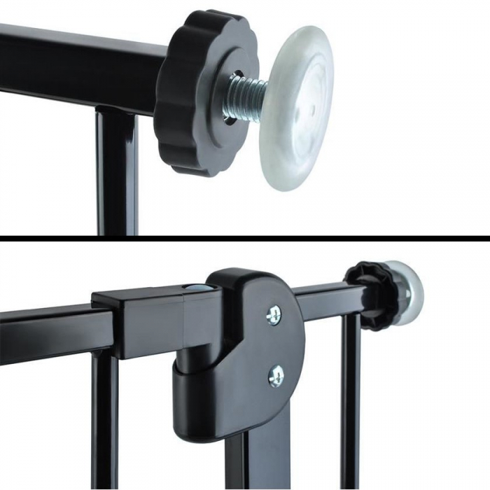 Poarta siguranta caini, pisici, copii, protectie scari si usi, dimensiune ajustabila, Empria, 76-80 cm, siguranta dubla, Negru [14]