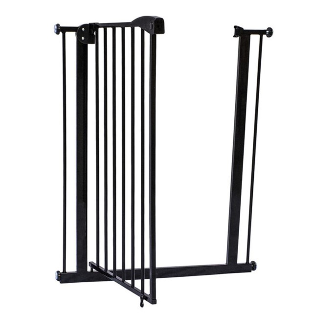 Poarta siguranta caini, pisici, copii, protectie scari si usi, dimensiune ajustabila, Empria, 76-80 cm, siguranta dubla, Negru [8]