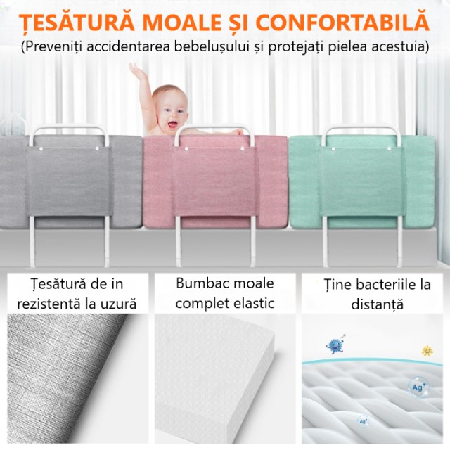 PRODUS RESIGILAT - Mini-Bumper protectie pat, 50(L)x56(H) cm, Roz pastel [9]