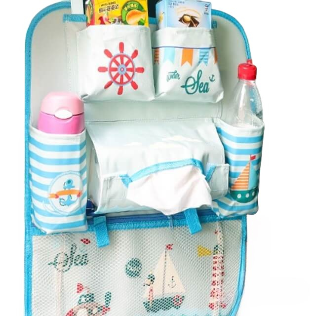 PRODUS RESIGILAT - Protectie scaun auto, organizator auto copii, 8 buzunare, Empria, 54x43 cm, Bleu [10]