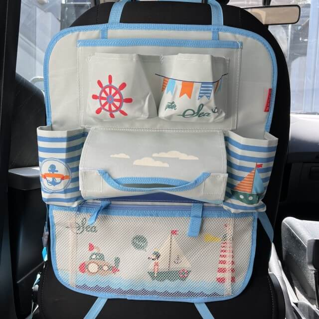 PRODUS RESIGILAT - Protectie scaun auto, organizator auto copii, 8 buzunare, Empria, 54x43 cm, Bleu [6]
