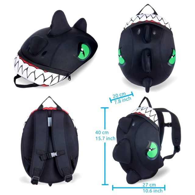 Rucsac pentru copii, model 3D cu Dragon, bretele ajustabile, Diverse culori [3]