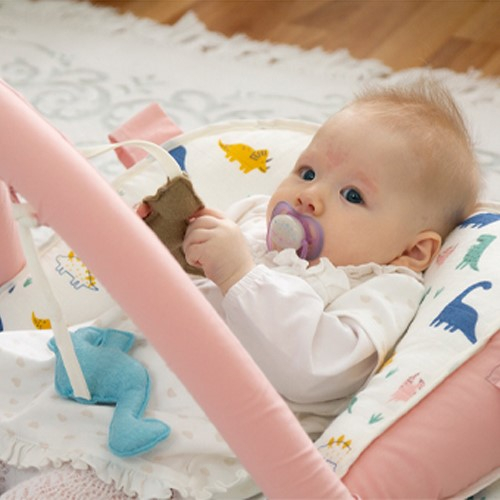 Saltea multifunctionala Sit and Play cu bara jucarii, model Dino [5]