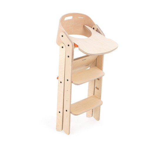 Scaun de masa pliabil din lemn MamaToyz, multifunctional si transformabil cu masuta, 6 luni - adolescent, Natur [3]