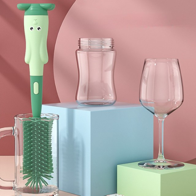 Set 3 perii din silicon pentru biberoane, tetine, suzete, paie, bebelusi, din silicon, fara BPA, Empria, Verde [10]