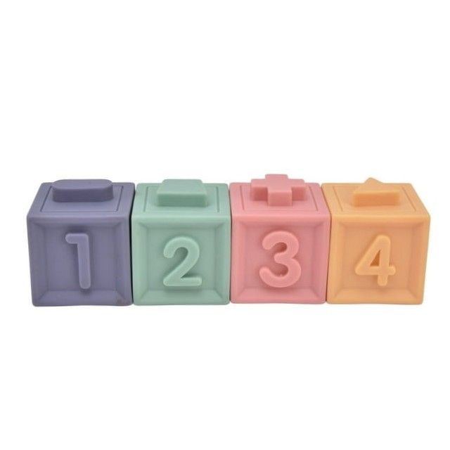 Set 4 cuburi de construit pentru copii, jucarie educationala colorata, Empria, cifre si forme [6]