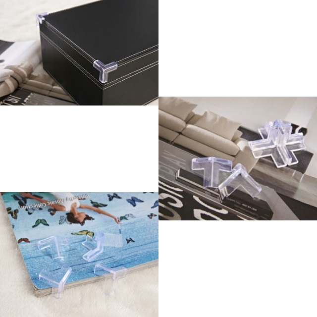 Set 8 mini protectii colturi, tridimensionale silicon transparent, 2.4x0.8x0.3 cm [9]