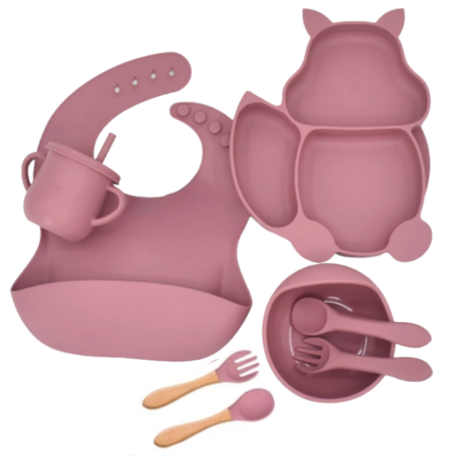 Set complet din silicon fara alergeni pentru diversificare bebe, Empria, Veverita, Diverse culori [4]