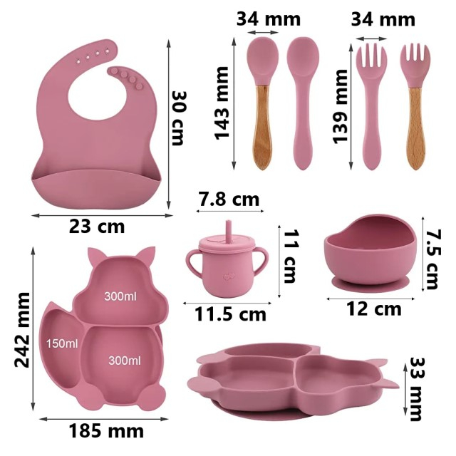 Set complet din silicon fara alergeni pentru diversificare bebe, Empria, Veverita, Diverse culori [6]