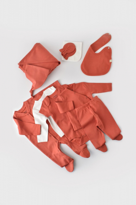 Set de 10 piese pentru nou nascut - 100% bumbac organic - Scortisoara, BabyCosy [5]