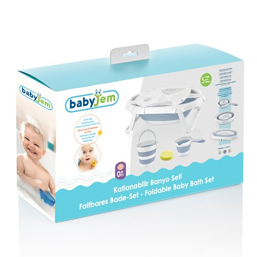 Set de baie cu 5 piese si cadita pliabila Babyjem, Roz [4]
