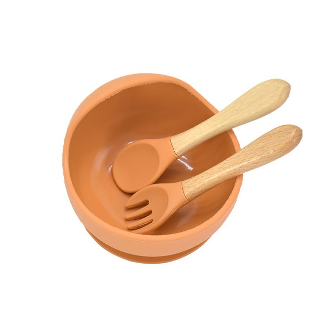 Set hranire bebelusi, 6 piese, diversificare, silicon fara BPA, Empria, Portocaliu [5]