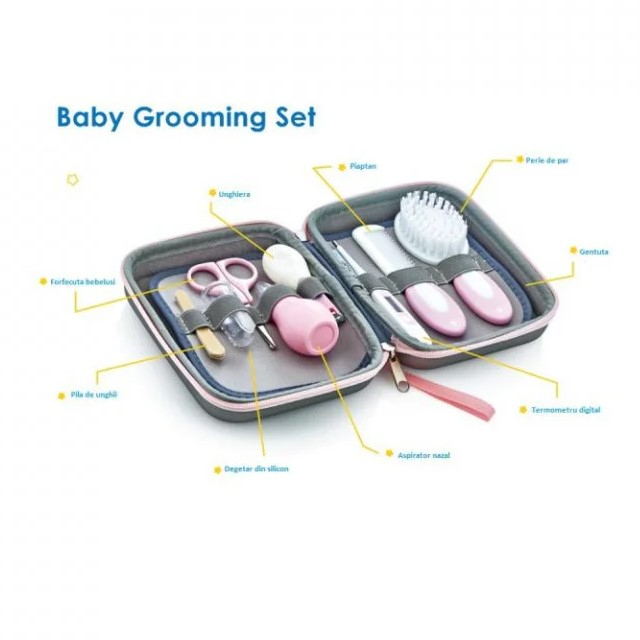Set ingrijire bebelusi cu 9 piese BabyJem Grooming Set, Roz [5]