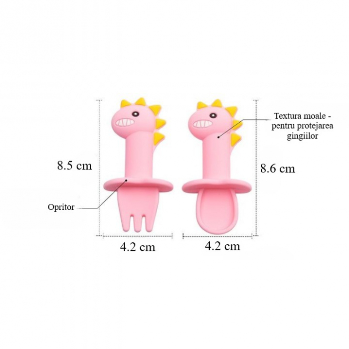 Set mini tacamuri diversificare bebelusi, silicon alimentar, cu cutie depozitare, flexibile, Dino, Empria [6]